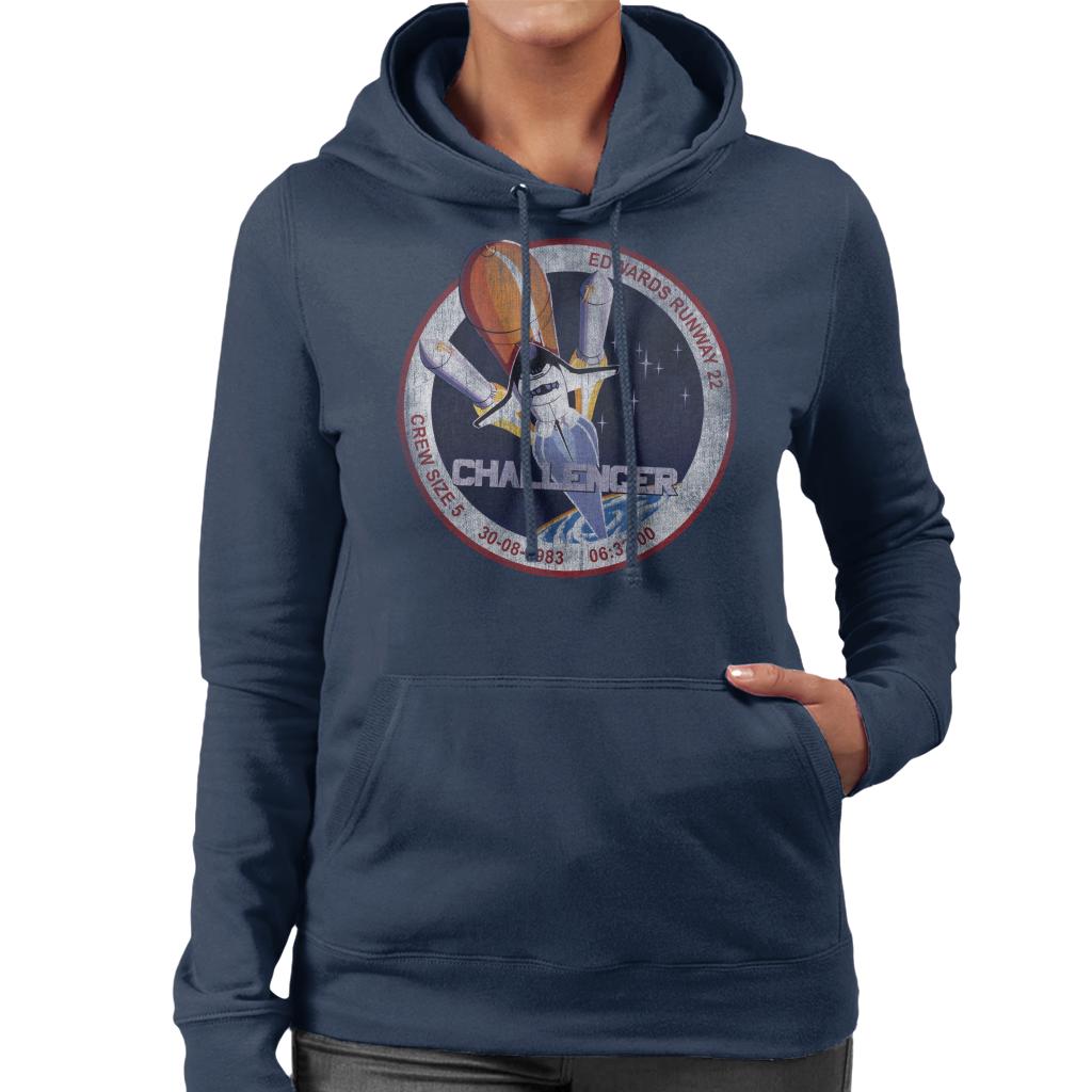 NASA STS 6 Challenger Mission Badge Distressed Women's Hooded Sweatshirt-ALL + EVERY