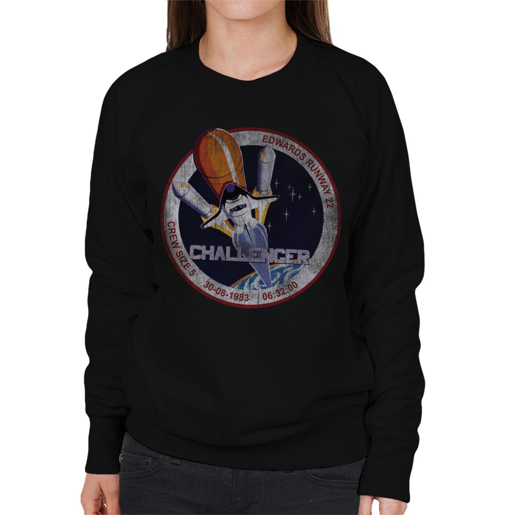 NASA STS 6 Challenger Mission Badge Distressed Women's Sweatshirt-ALL + EVERY