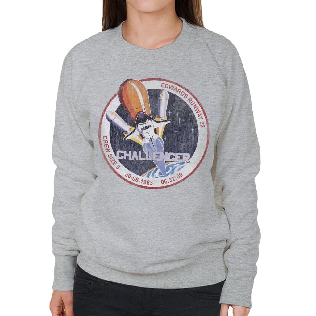 NASA STS 6 Challenger Mission Badge Distressed Women's Sweatshirt-ALL + EVERY