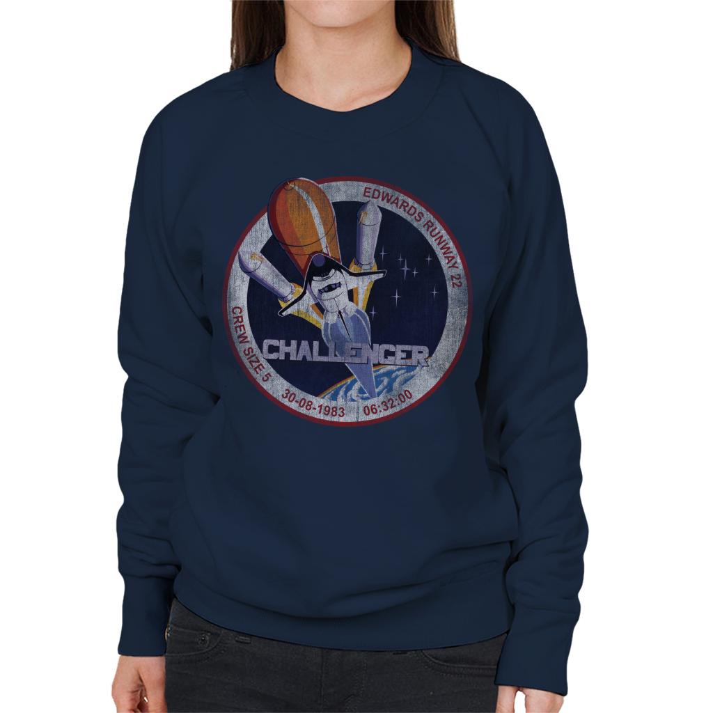 NASA STS 6 Challenger Mission Badge Distressed Women's Sweatshirt-ALL + EVERY