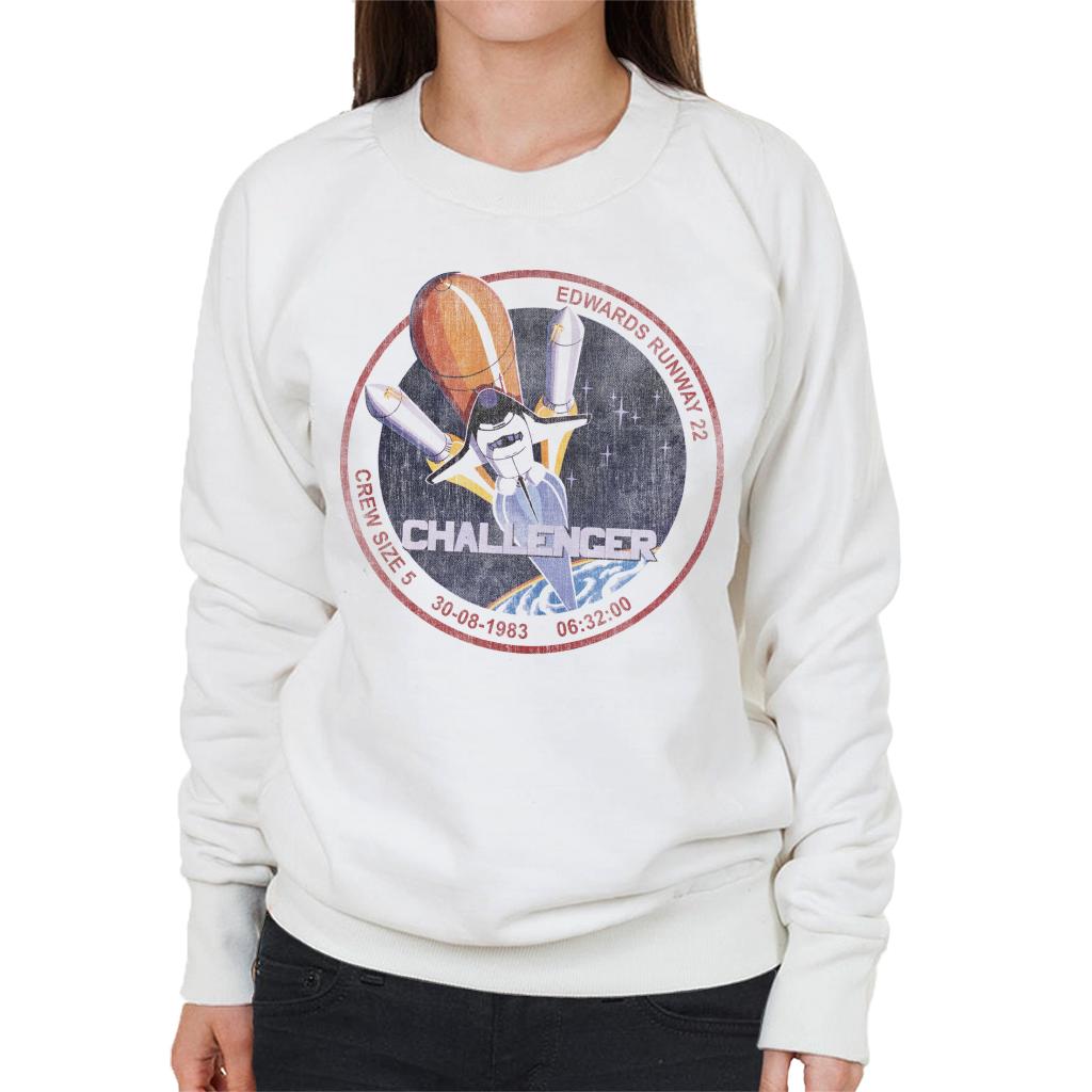 NASA STS 6 Challenger Mission Badge Distressed Women's Sweatshirt-ALL + EVERY