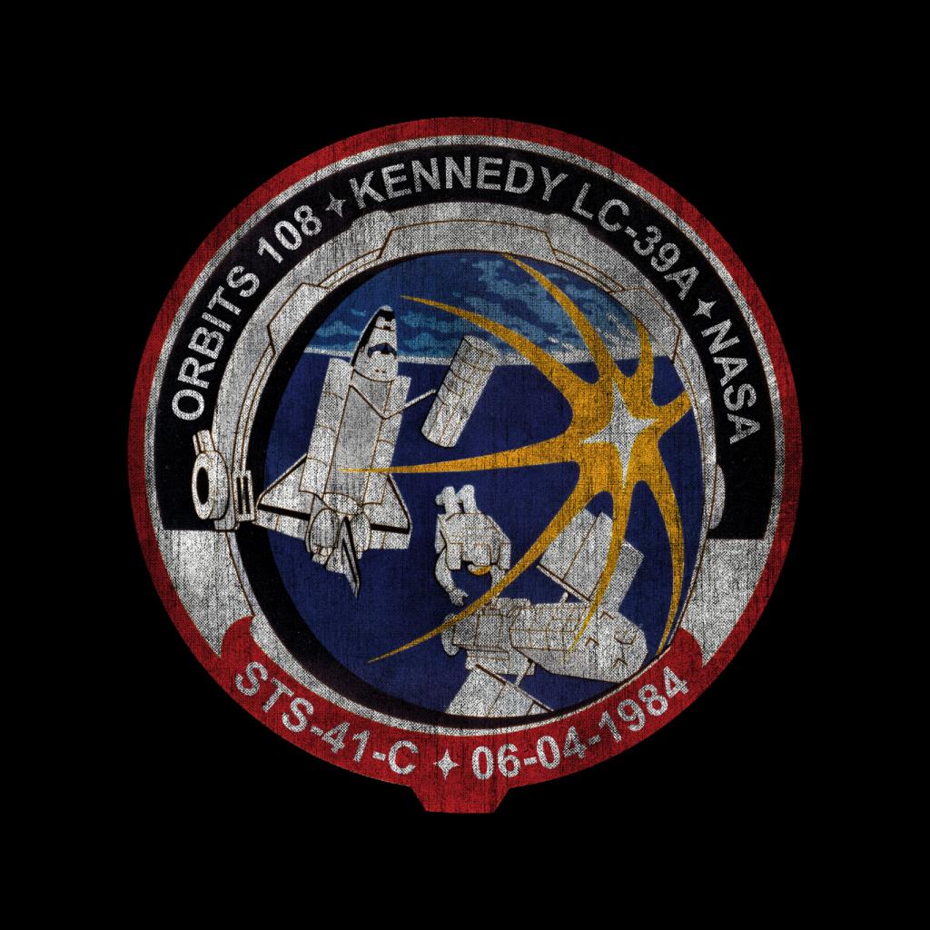 NASA STS 41 C Challenger Mission Badge Distressed Men's Sweatshirt-ALL + EVERY