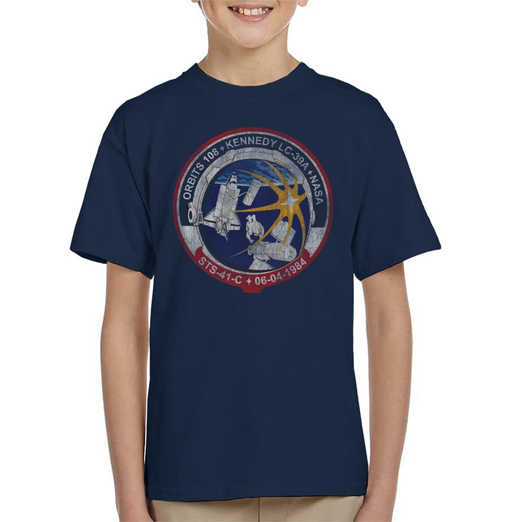 NASA STS 41 C Challenger Mission Badge Distressed Kids T-Shirt-ALL + EVERY