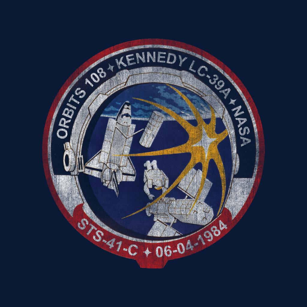 NASA STS 41 C Challenger Mission Badge Distressed Men's Sweatshirt-ALL + EVERY