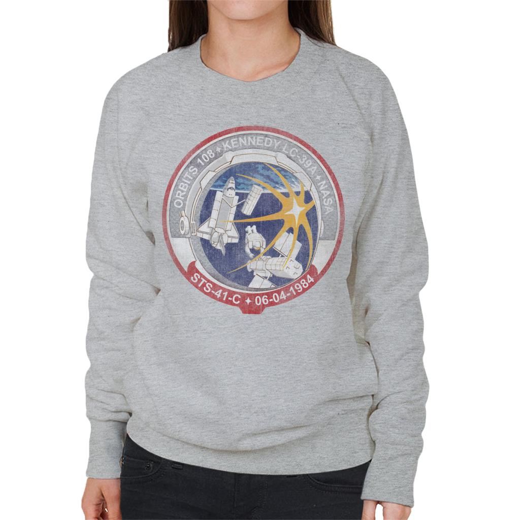 NASA STS 41 C Challenger Mission Badge Distressed Women's Sweatshirt-ALL + EVERY