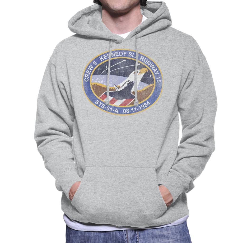 NASA STS 51 A Discovery Mission Badge Distressed Men's Hooded Sweatshirt-ALL + EVERY