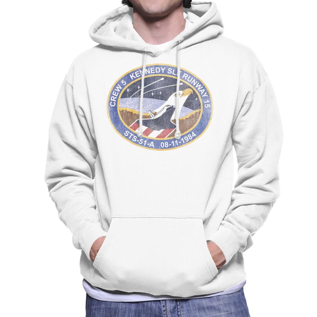 NASA STS 51 A Discovery Mission Badge Distressed Men's Hooded Sweatshirt-ALL + EVERY