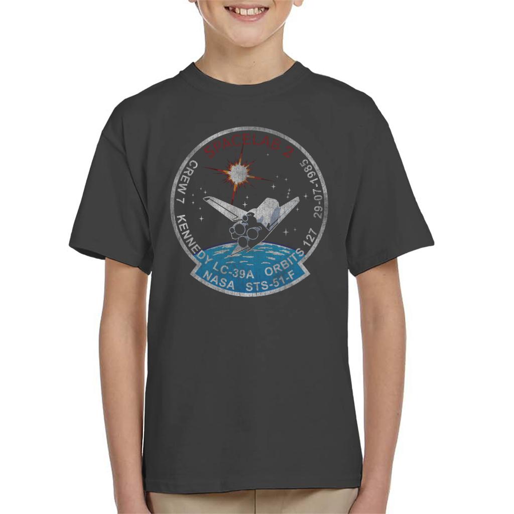 NASA STS 51 F Challenger Mission Badge Distressed Kids T-Shirt-ALL + EVERY