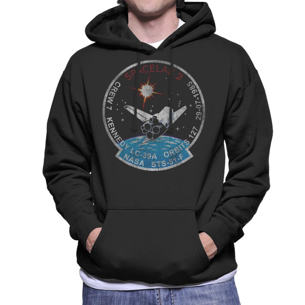 NASA STS 51 F Challenger Mission Badge Distressed Men's Hooded Sweatshirt-ALL + EVERY