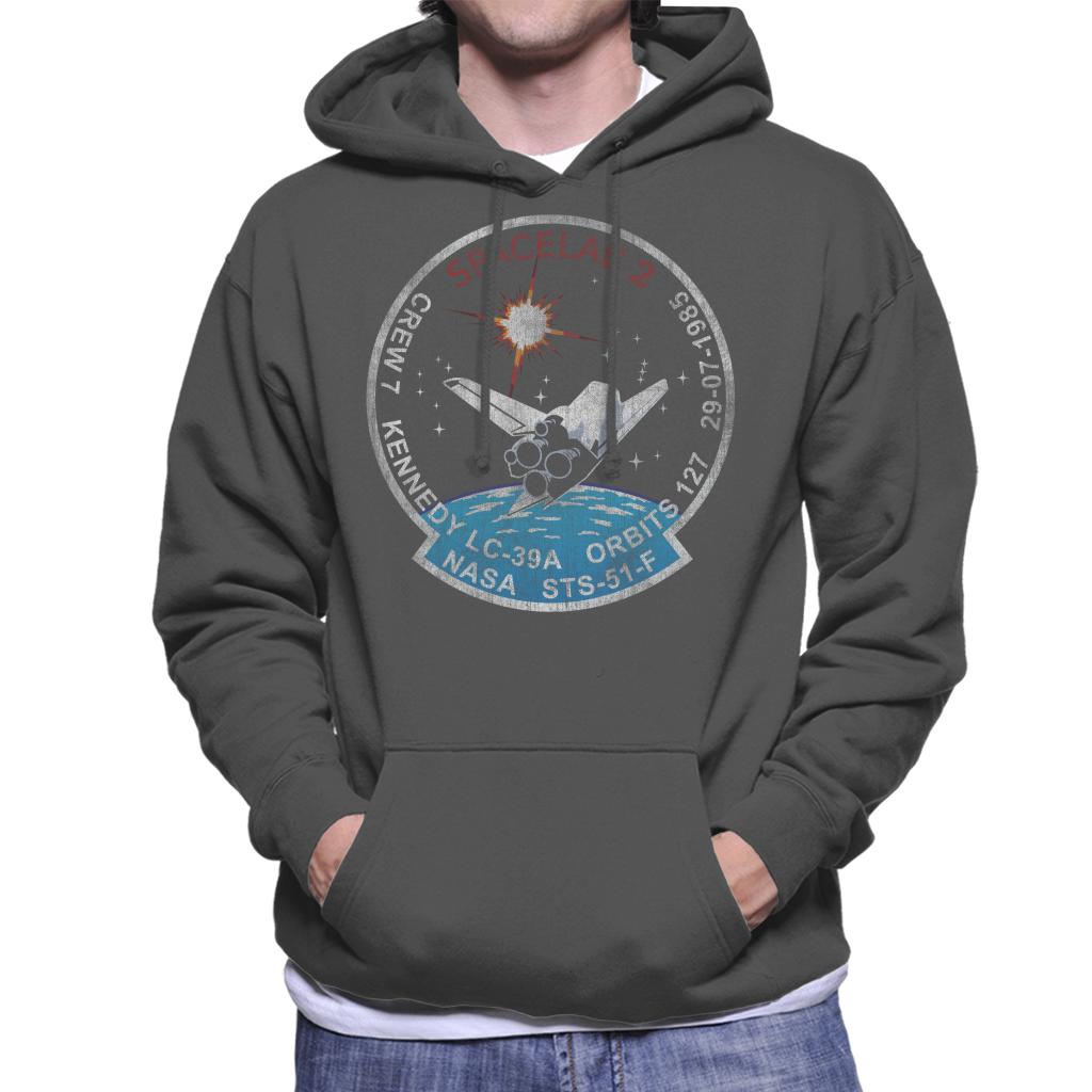 NASA STS 51 F Challenger Mission Badge Distressed Men's Hooded Sweatshirt-ALL + EVERY