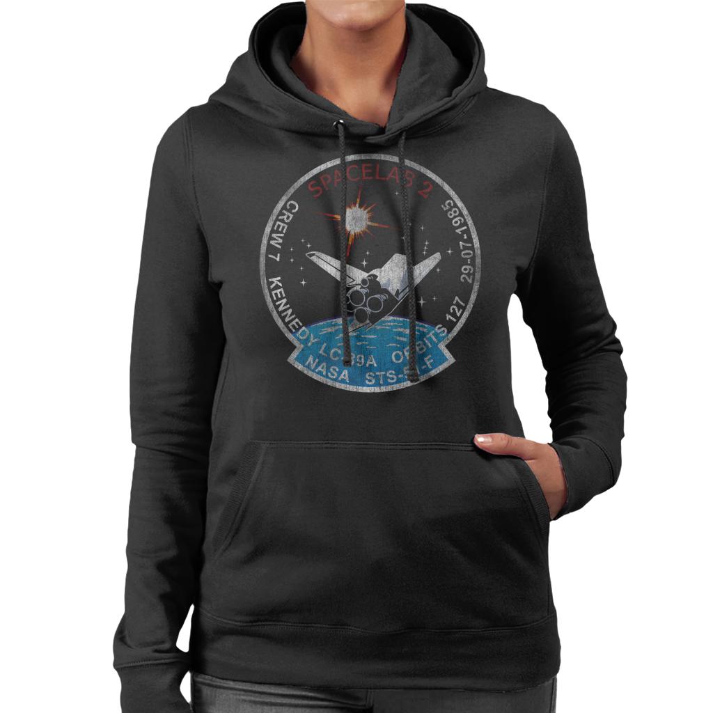 NASA STS 51 F Challenger Mission Badge Distressed Women's Hooded Sweatshirt-ALL + EVERY