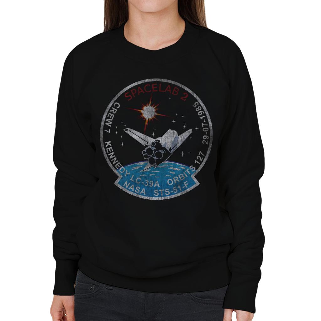 NASA STS 51 F Challenger Mission Badge Distressed Women's Sweatshirt-ALL + EVERY