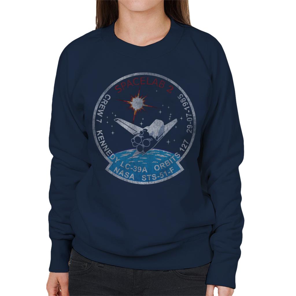 NASA STS 51 F Challenger Mission Badge Distressed Women's Sweatshirt-ALL + EVERY