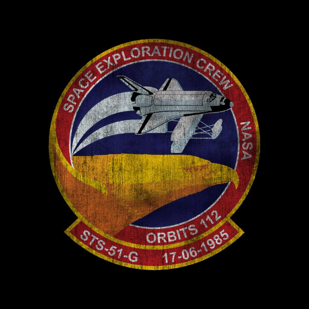 NASA STS 51 G Discovery Mission Badge Distressed Kids Sweatshirt-ALL + EVERY