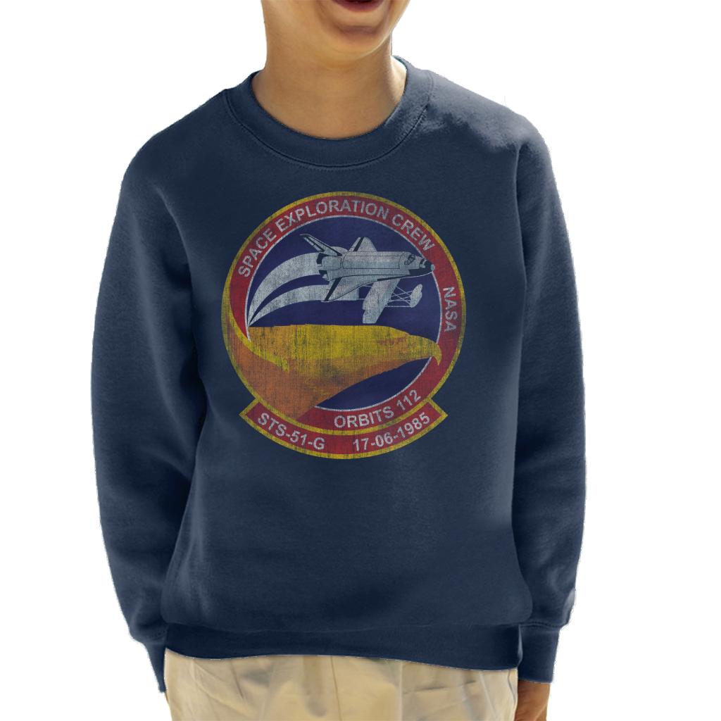 NASA STS 51 G Discovery Mission Badge Distressed Kids Sweatshirt-ALL + EVERY