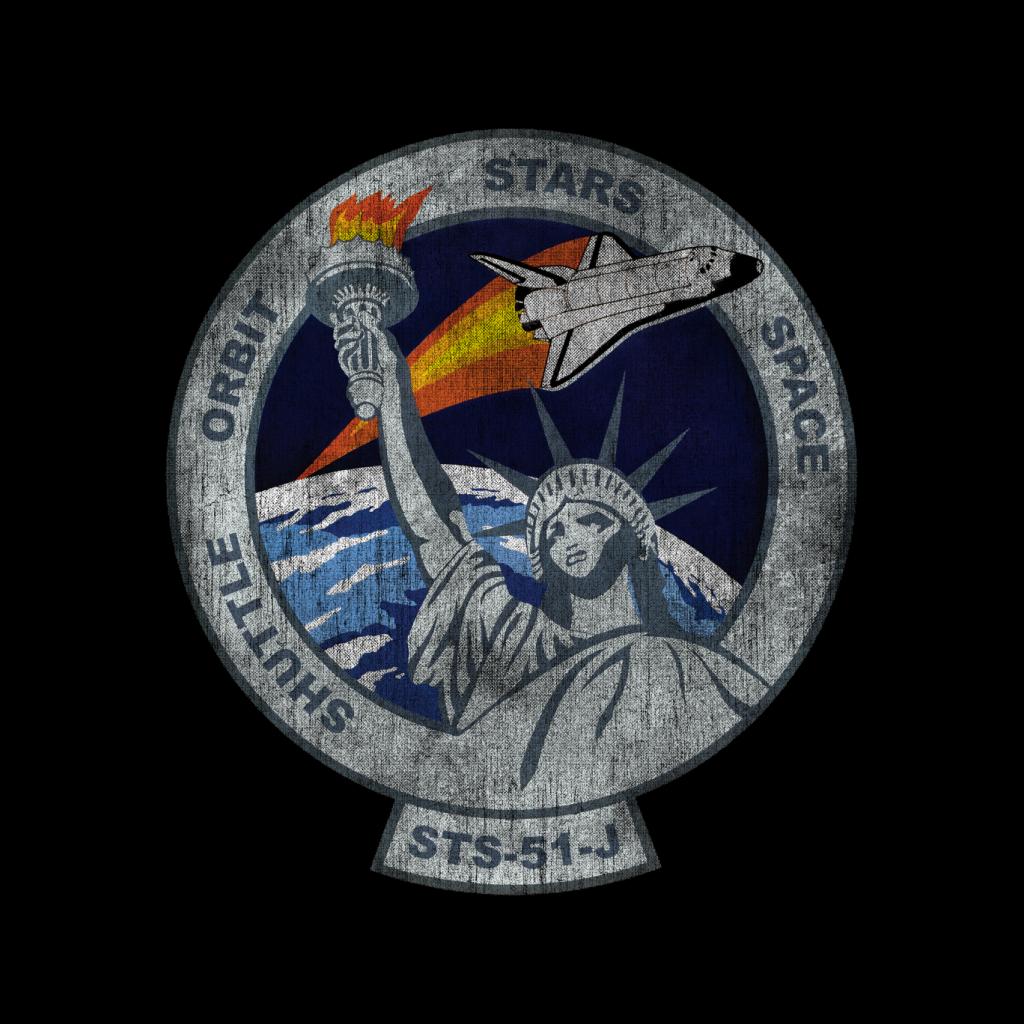 NASA STS 51 J Atlantis Mission Badge Distressed Kids T-Shirt-ALL + EVERY