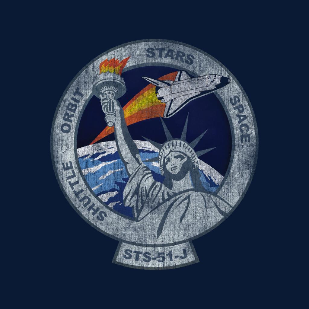 NASA STS 51 J Atlantis Mission Badge Distressed Kids T-Shirt-ALL + EVERY