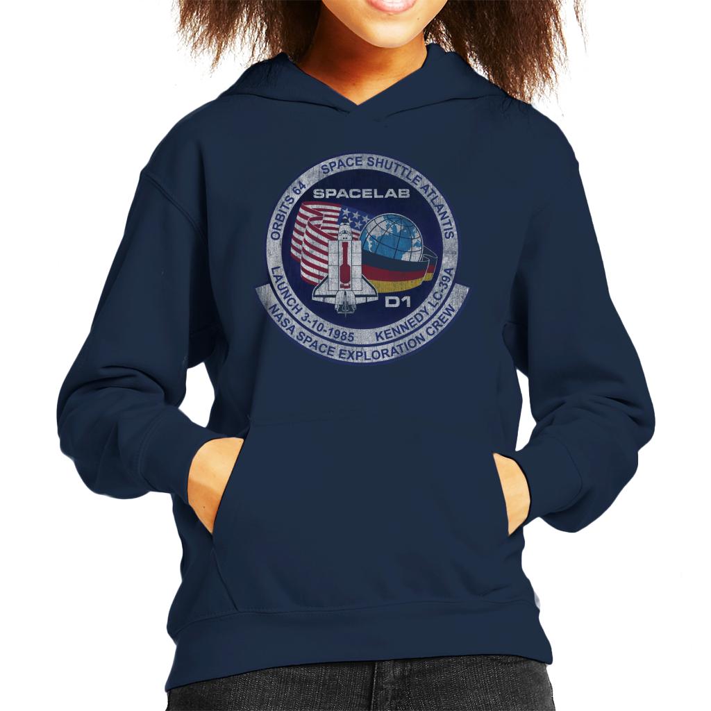 NASA STS 61 A Challenger Mission Badge Distressed Kids Hooded Sweatshirt-ALL + EVERY