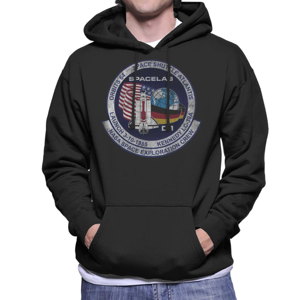 NASA STS 61 A Challenger Mission Badge Distressed Men's Hooded Sweatshirt-ALL + EVERY