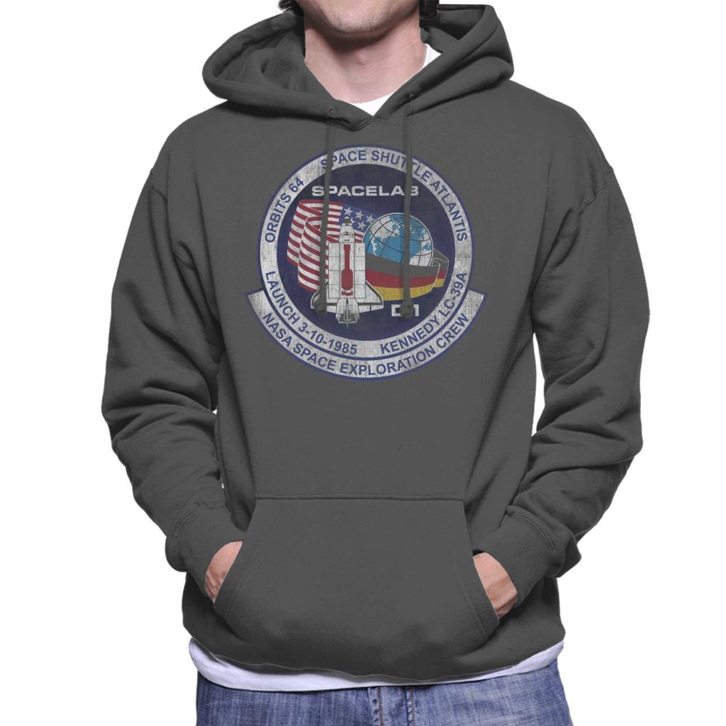 NASA STS 61 A Challenger Mission Badge Distressed Men's Hooded Sweatshirt-ALL + EVERY