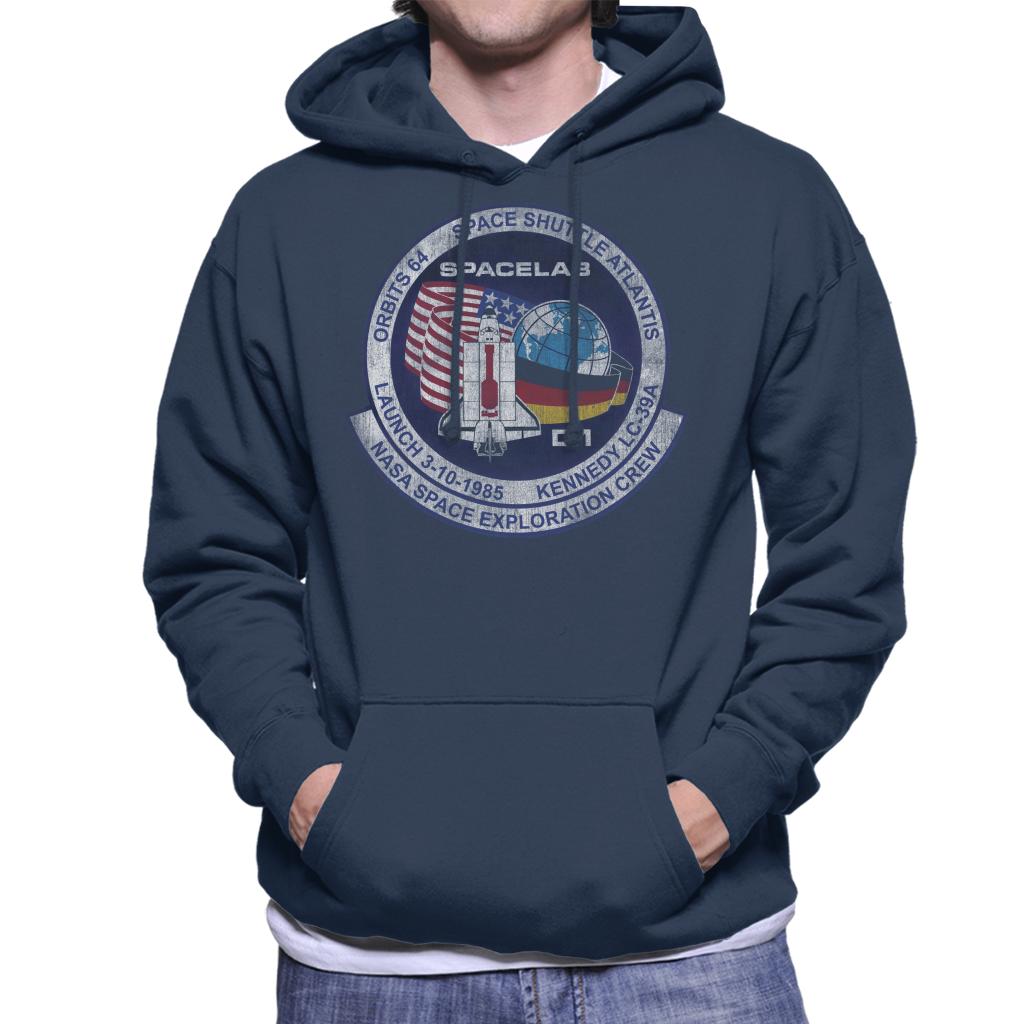 NASA STS 61 A Challenger Mission Badge Distressed Men's Hooded Sweatshirt-ALL + EVERY