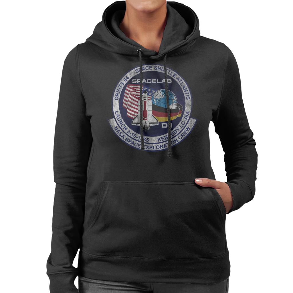 NASA STS 61 A Challenger Mission Badge Distressed Women's Hooded Sweatshirt-ALL + EVERY