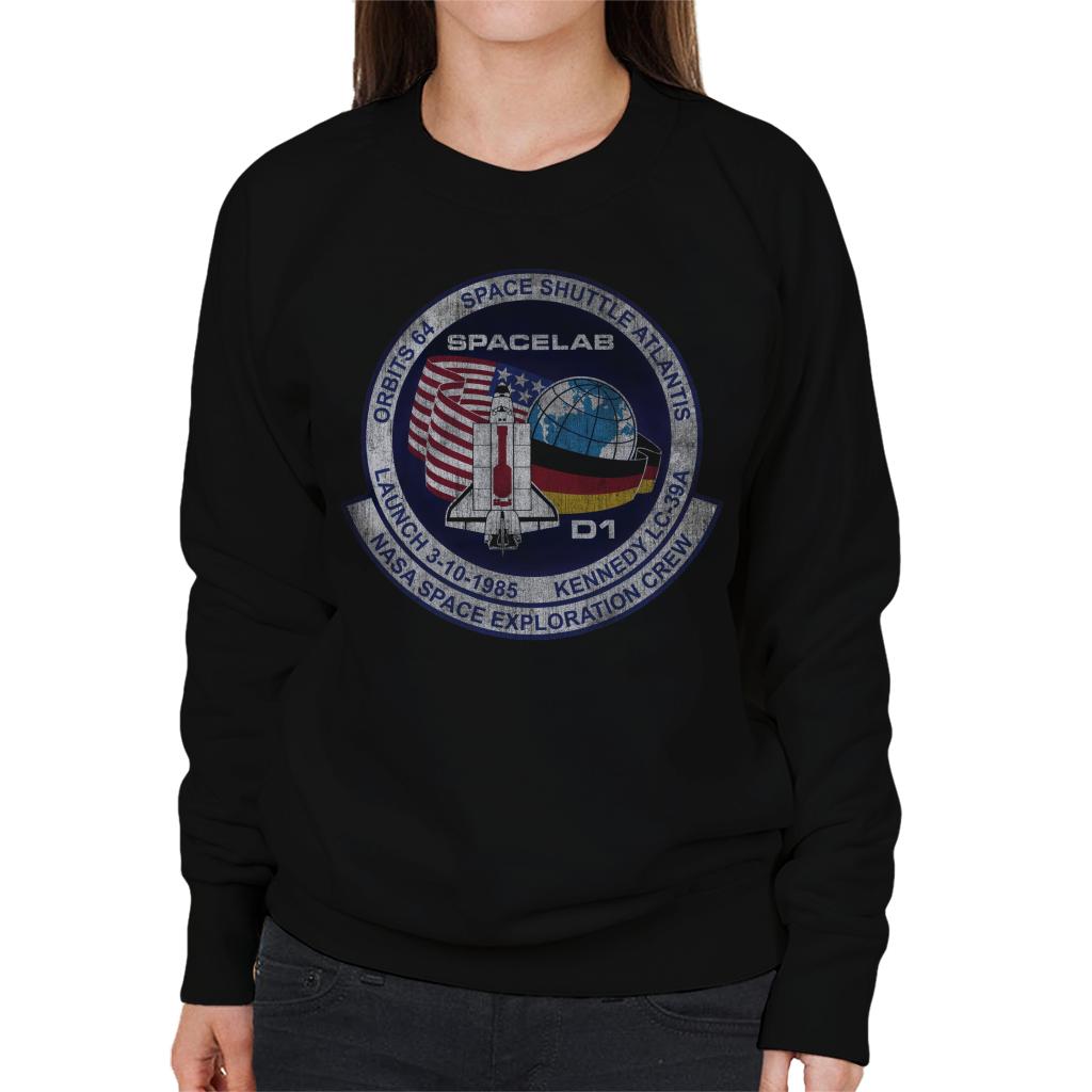 NASA STS 61 A Challenger Mission Badge Distressed Women's Sweatshirt-ALL + EVERY