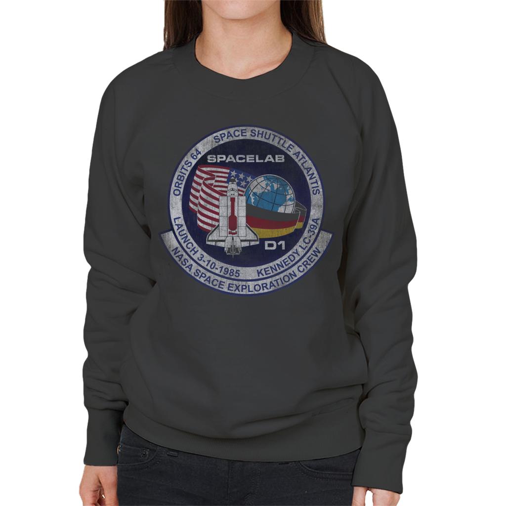 NASA STS 61 A Challenger Mission Badge Distressed Women's Sweatshirt-ALL + EVERY