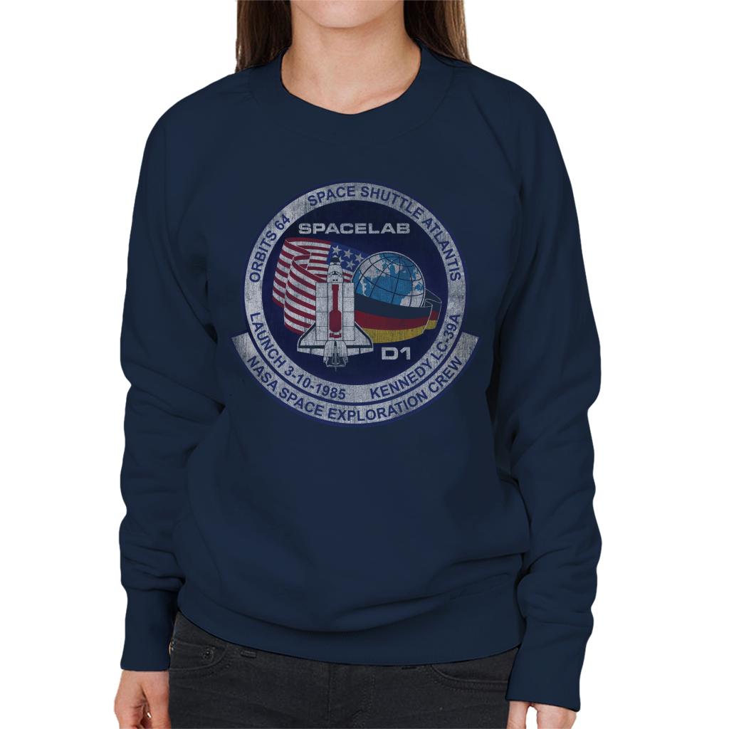 NASA STS 61 A Challenger Mission Badge Distressed Women's Sweatshirt-ALL + EVERY