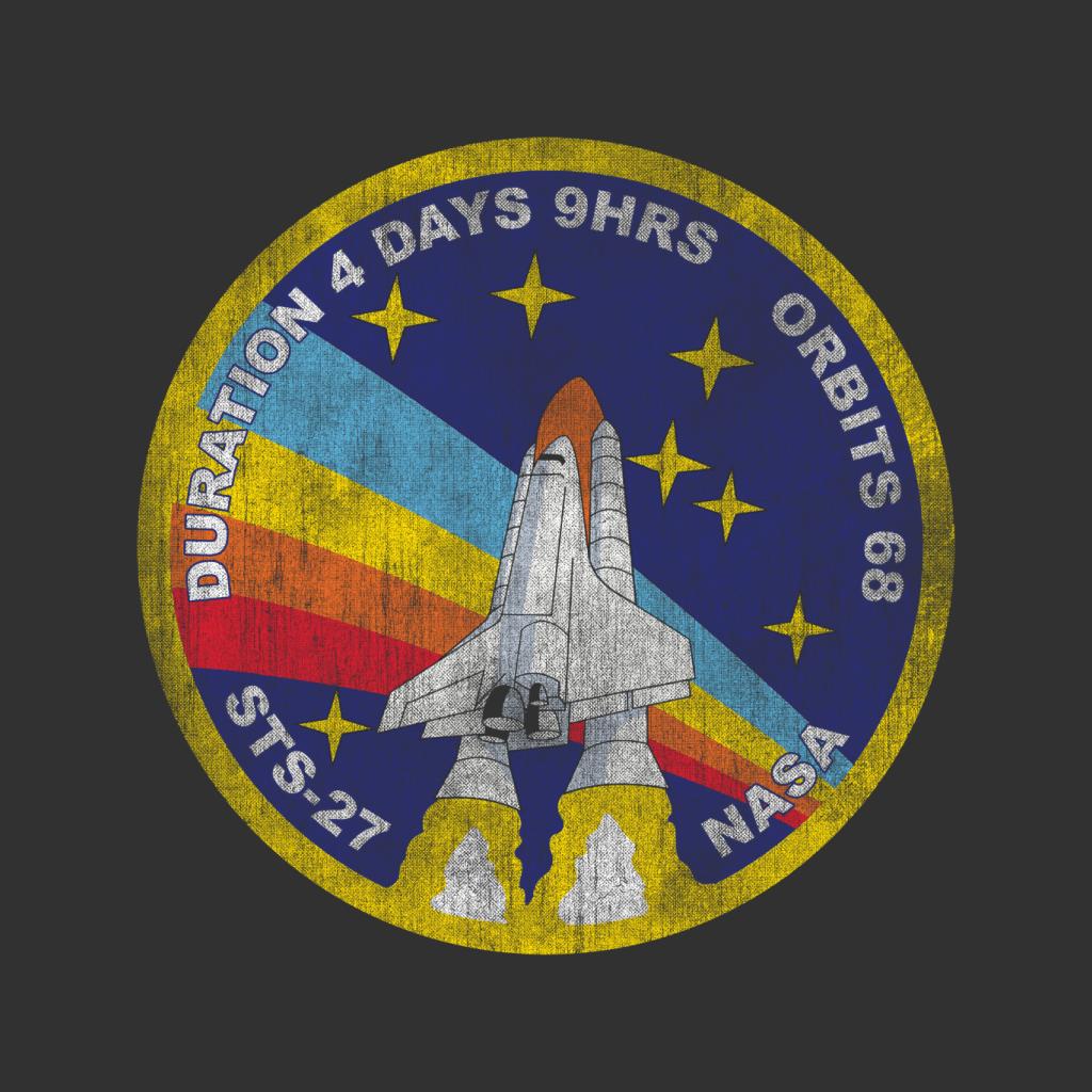 NASA STS 27 Atlantis Mission Badge Distressed Men's Hooded Sweatshirt-ALL + EVERY