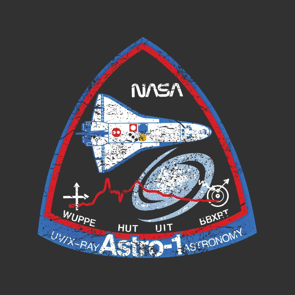 NASA ASTRO 1 Observatory STS 35 Mission Badge Distressed Men's Hooded Sweatshirt-ALL + EVERY