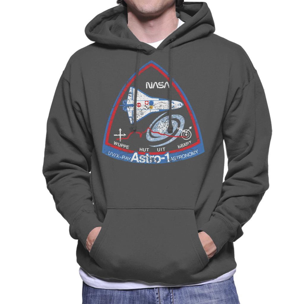 NASA ASTRO 1 Observatory STS 35 Mission Badge Distressed Men's Hooded Sweatshirt-ALL + EVERY