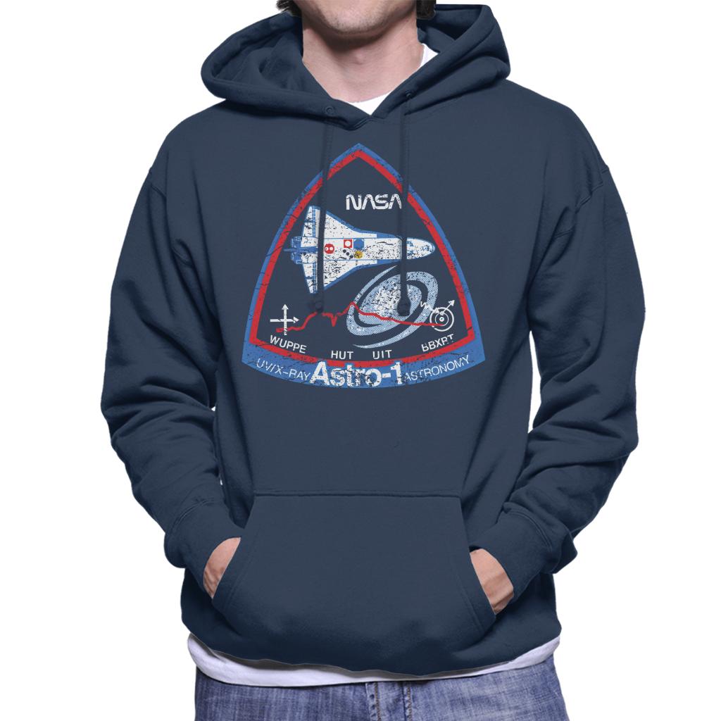 NASA ASTRO 1 Observatory STS 35 Mission Badge Distressed Men's Hooded Sweatshirt-ALL + EVERY