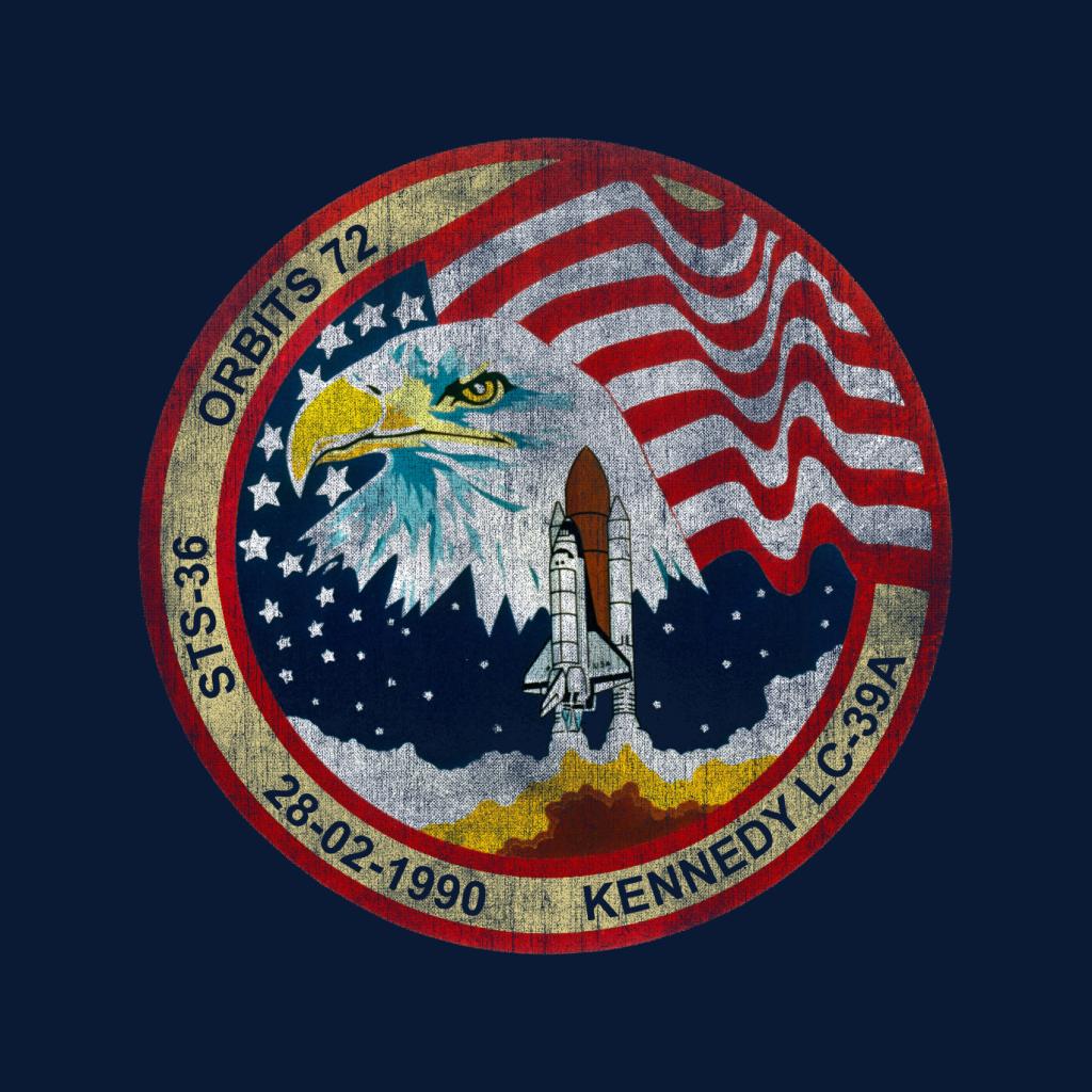 NASA STS 36 Atlantis Mission Badge Distressed Women's Sweatshirt-ALL + EVERY