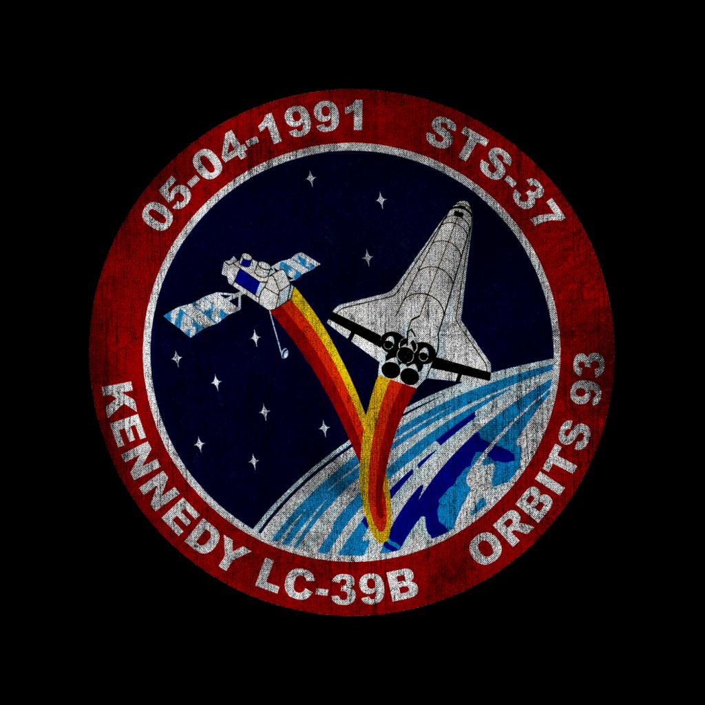 NASA STS 37 Atlantis Mission Badge Distressed Women's Hooded Sweatshirt-ALL + EVERY