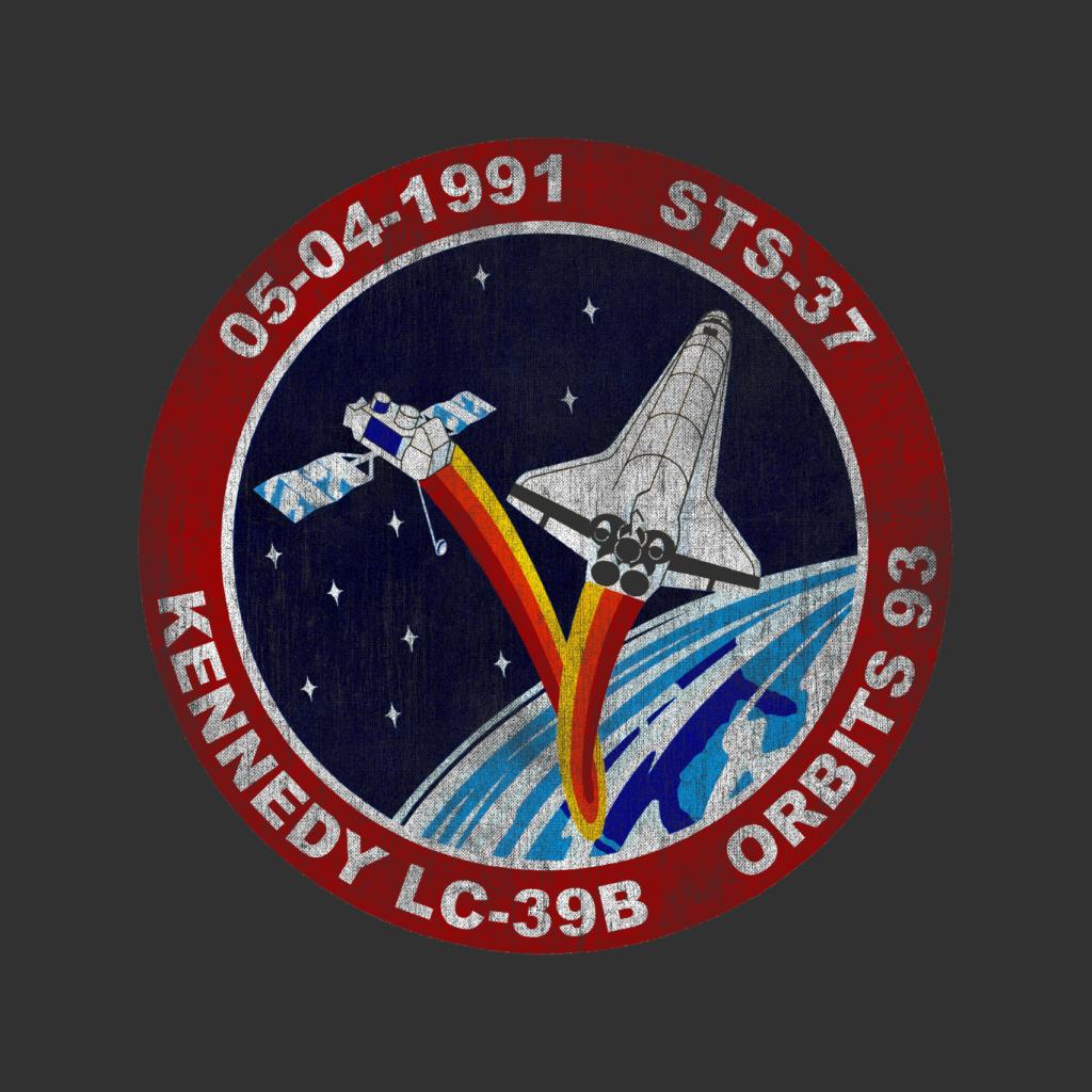 NASA STS 37 Atlantis Mission Badge Distressed Women's Hooded Sweatshirt-ALL + EVERY