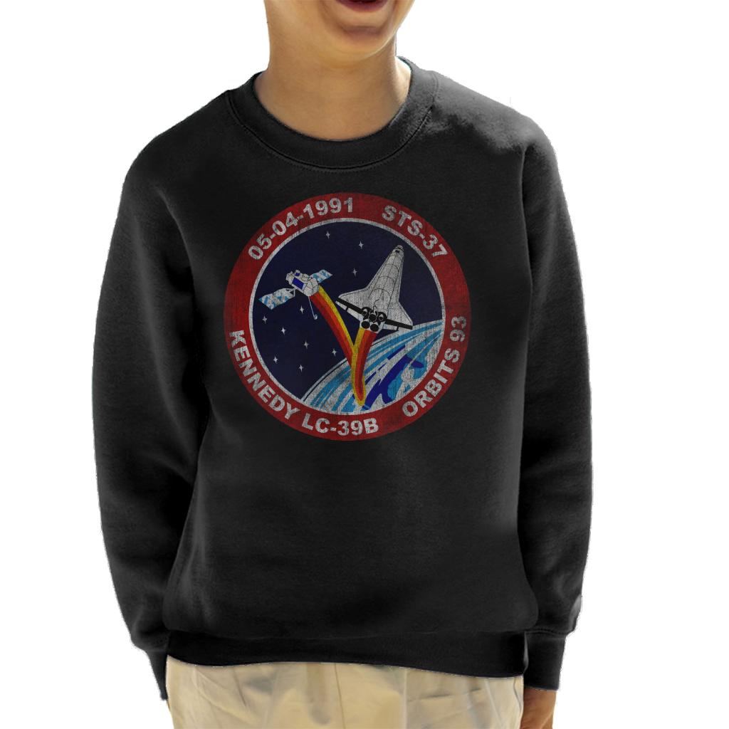 NASA STS 37 Atlantis Mission Badge Distressed Kids Sweatshirt-ALL + EVERY