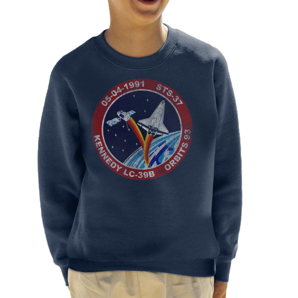 NASA STS 37 Atlantis Mission Badge Distressed Kids Sweatshirt-ALL + EVERY