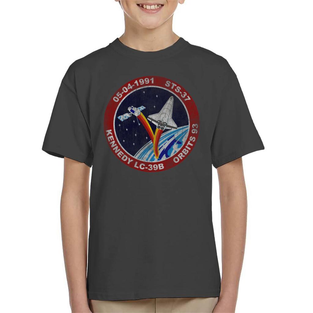 NASA STS 37 Atlantis Mission Badge Distressed Kids T-Shirt-ALL + EVERY