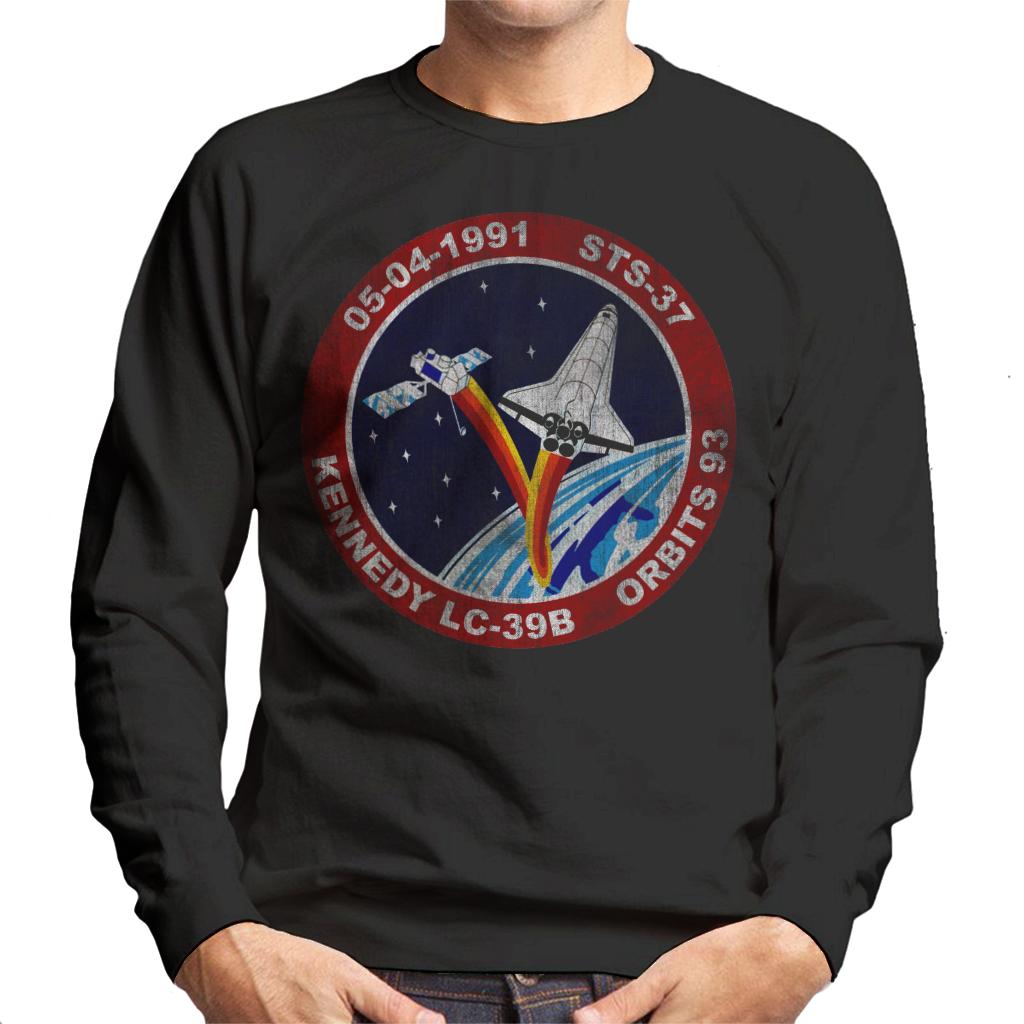 NASA STS 37 Atlantis Mission Badge Distressed Men's Sweatshirt-ALL + EVERY