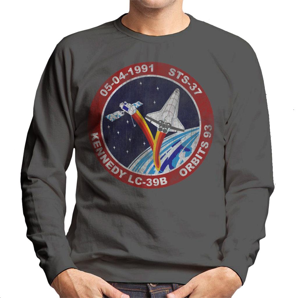 NASA STS 37 Atlantis Mission Badge Distressed Men's Sweatshirt-ALL + EVERY