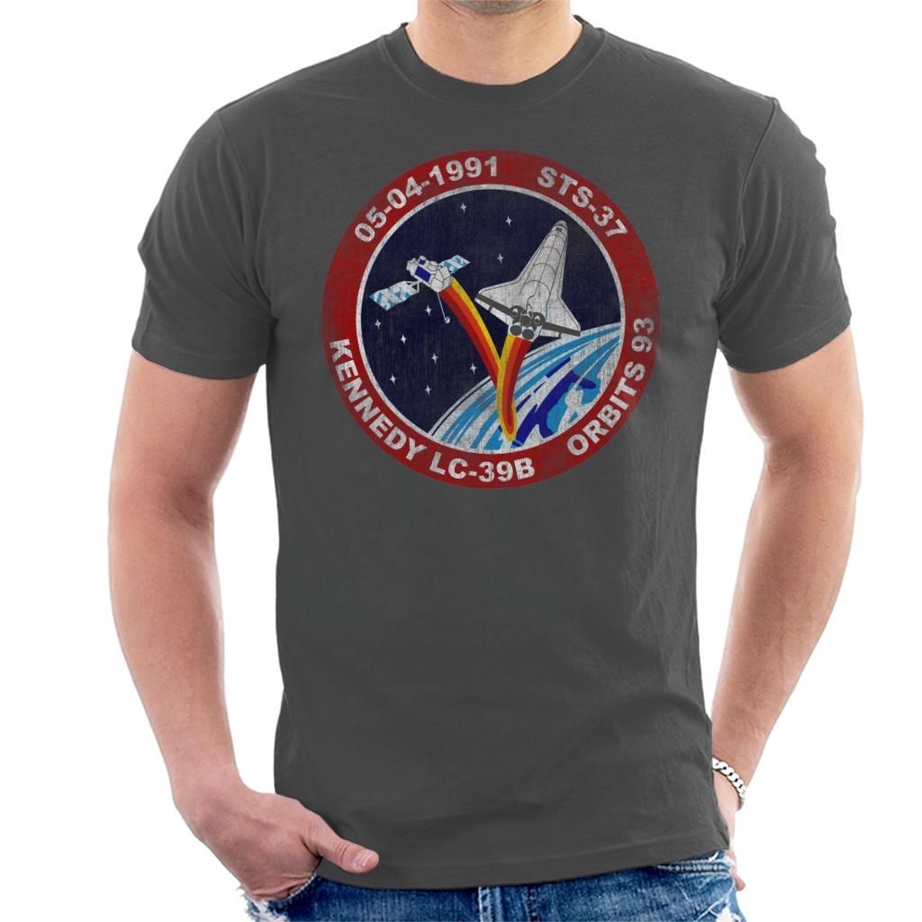 NASA STS 37 Atlantis Mission Badge Distressed Men's T-Shirt-ALL + EVERY