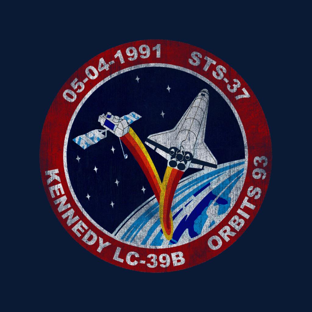 NASA STS 37 Atlantis Mission Badge Distressed Women's T-Shirt-ALL + EVERY