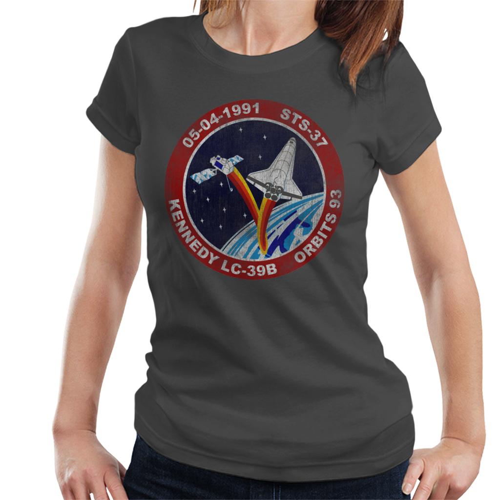 NASA STS 37 Atlantis Mission Badge Distressed Women's T-Shirt-ALL + EVERY