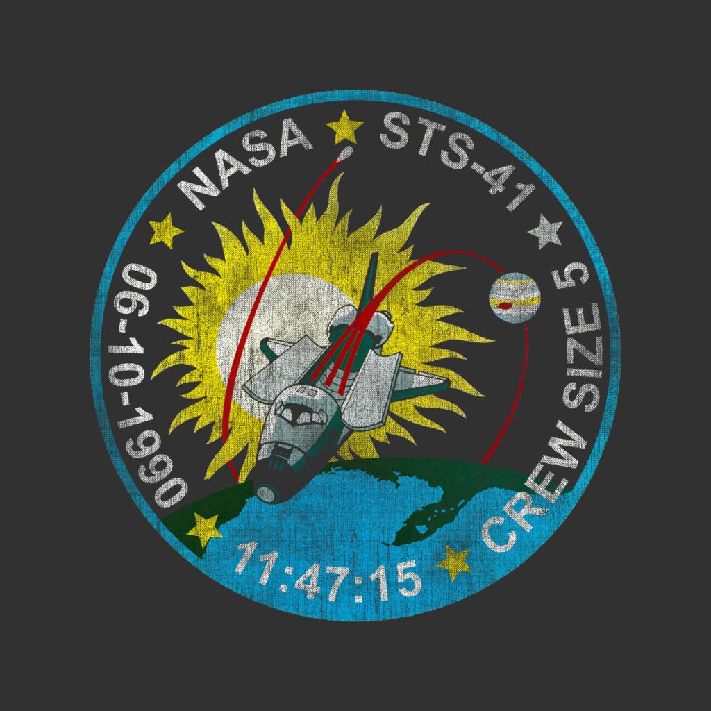 NASA STS 41 Discovery Mission Badge Distressed Women's Sweatshirt-ALL + EVERY