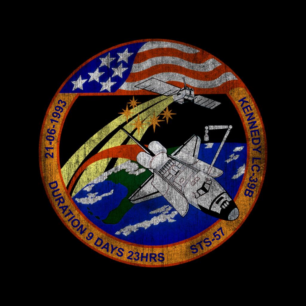 NASA STS 57 Endeavour Mission Badge Distressed Men's Sweatshirt-ALL + EVERY