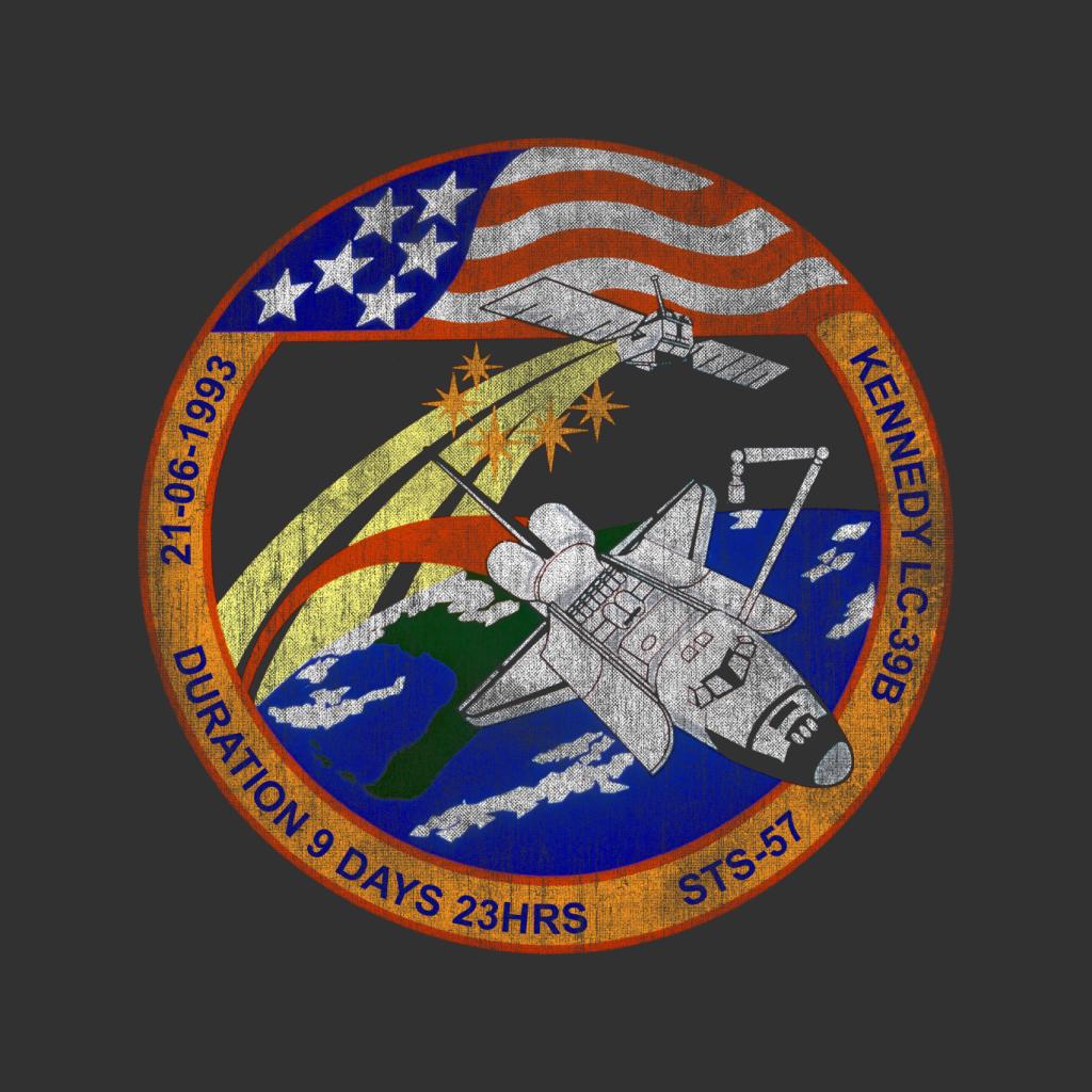 NASA STS 57 Endeavour Mission Badge Distressed Men's Sweatshirt-ALL + EVERY