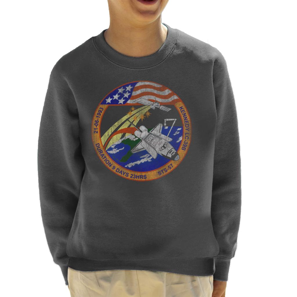NASA STS 57 Endeavour Mission Badge Distressed Kids Sweatshirt-ALL + EVERY