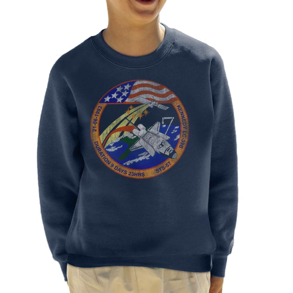 NASA STS 57 Endeavour Mission Badge Distressed Kids Sweatshirt-ALL + EVERY