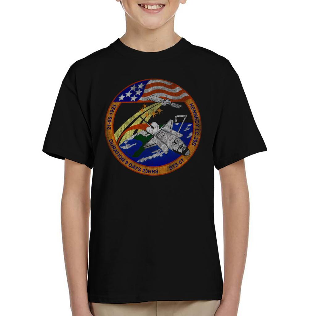 NASA STS 57 Endeavour Mission Badge Distressed Kids T-Shirt-ALL + EVERY